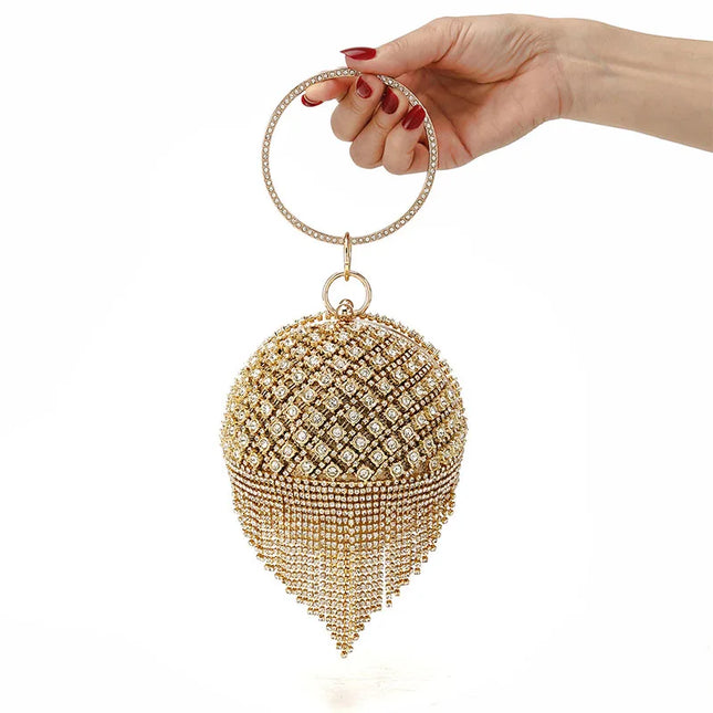 Luxury Rhinestone Round Ball Evening - VOLDRI