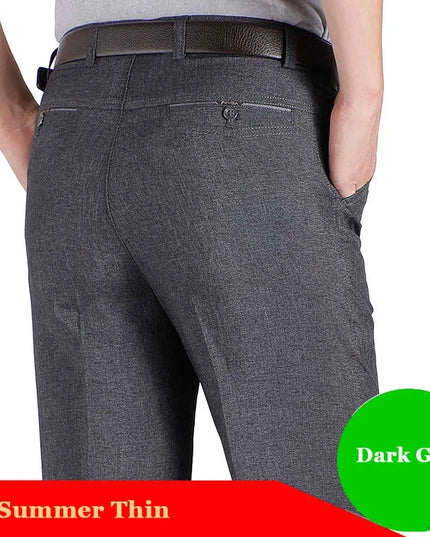 Men's Casual Business Suit Pants Men Mid Full Length Soft Trim Brand Work Trousers Regular Straight Black Gray Large Size 28-40 -   | Stylish & Elegant Fashion by Voldri