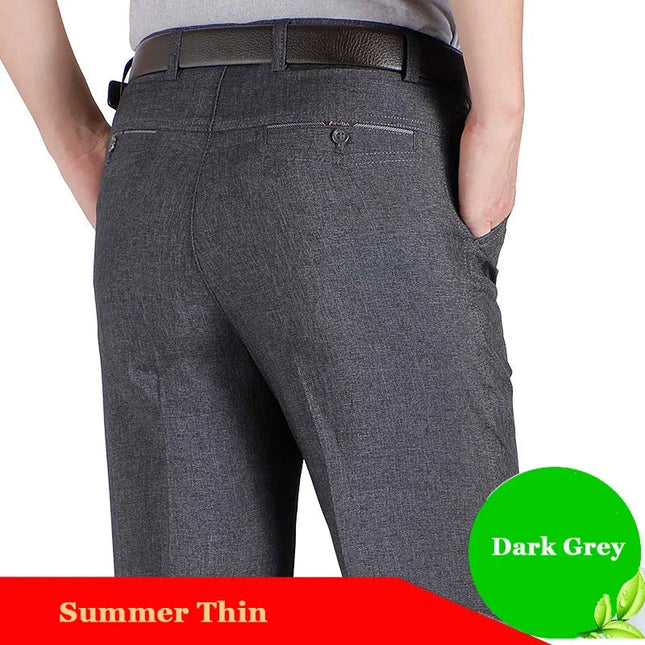 Men's Casual Business Suit Pants Men Mid Full Length Soft Trim Brand Work Trousers Regular Straight Black Gray Large Size 28-40 -   | Stylish & Elegant Fashion by Voldri