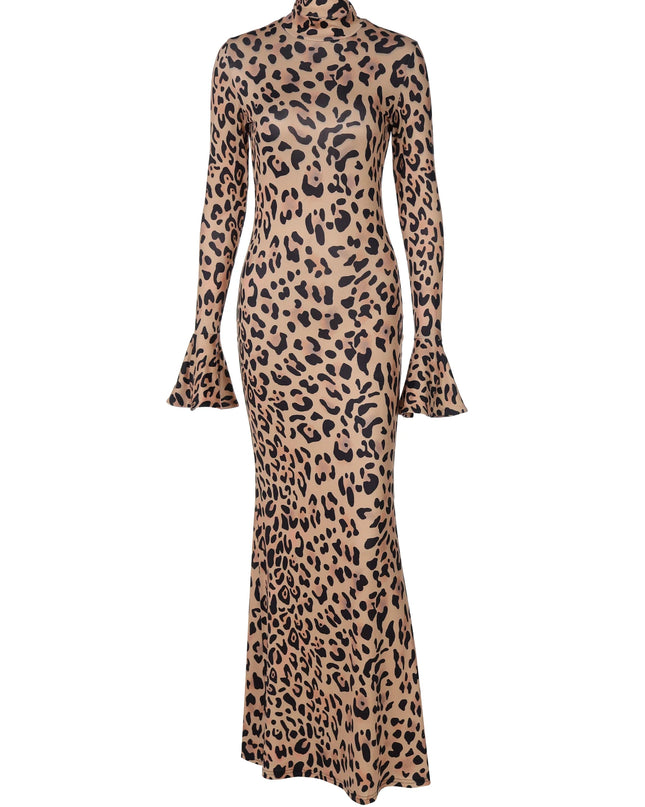 Leopard Print  Bodycon Long Dress - VOLDRI