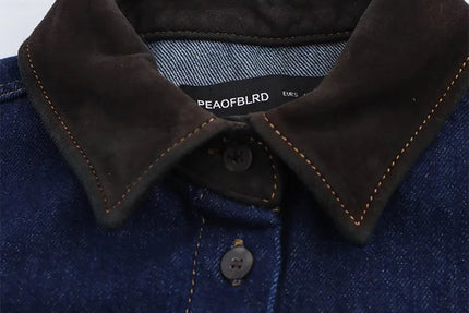 Denim Spliced Shirt - VOLDRI