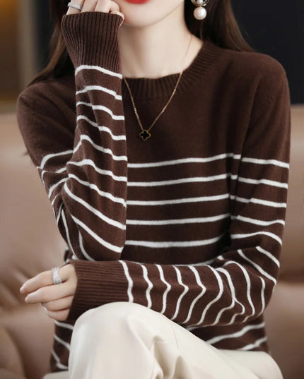 Striped Long Sleeve Sweaters Tops - VOLDRI