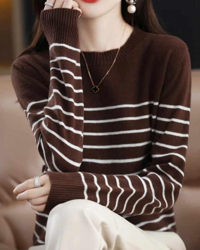 Striped Long Sleeve Sweaters Tops - VOLDRI