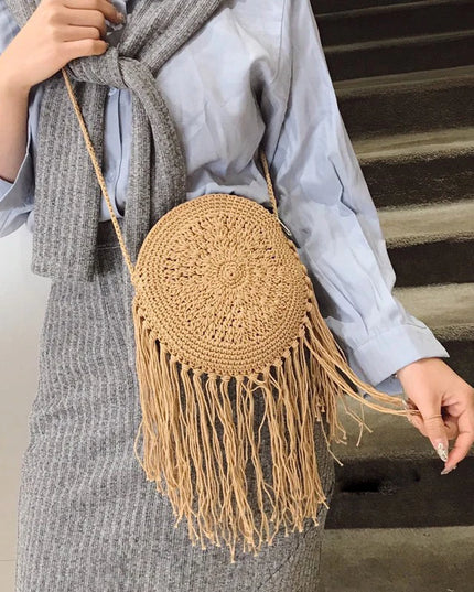 Round Straw Bag Clutch Handbag - VOLDRI