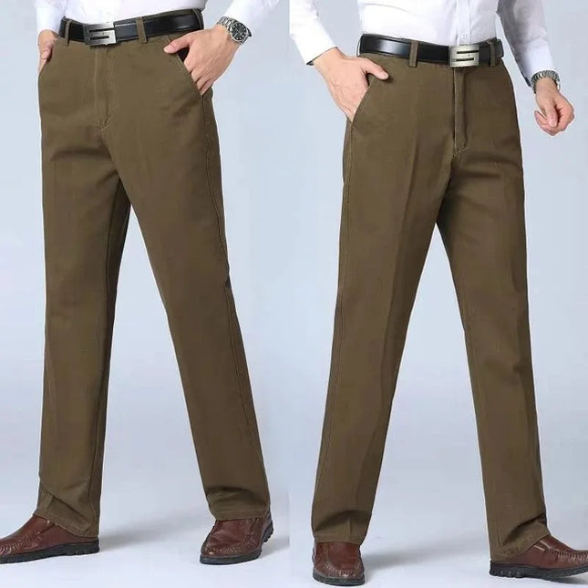 Voldri Men's Cotton Casual Pants - High Waist, Straight Loose Fit -   | Stylish & Elegant Fashion by Voldri