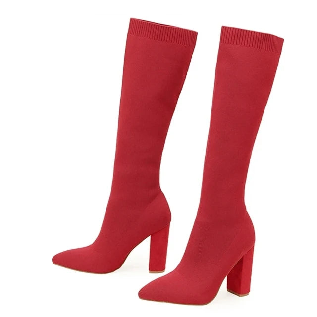 Fabric Knee High Boots - VOLDRI