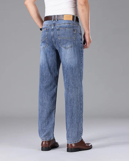 2026 Summer High Quality Brand Cloth Business Casual Men's Lightweight Straight Loose Jeans Classic Retro thin cotton trousers -   | Stylish & Elegant Fashion by Voldri