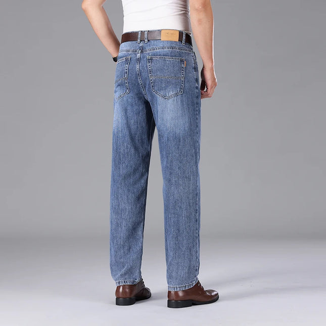 2026 Summer High Quality Brand Cloth Business Casual Men's Lightweight Straight Loose Jeans Classic Retro thin cotton trousers -   | Stylish & Elegant Fashion by Voldri