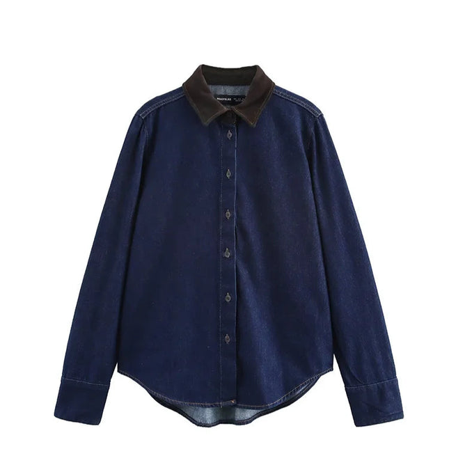 Denim Spliced Shirt - VOLDRI