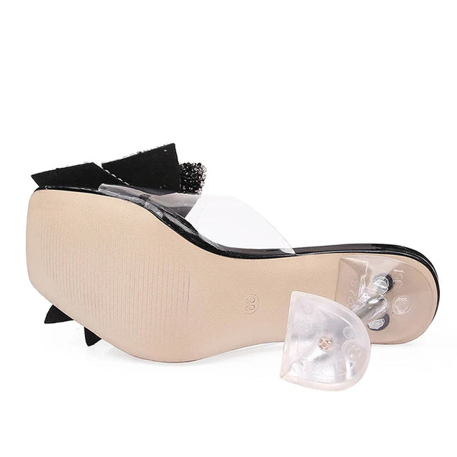 Silver Crystal Bowknot High Heels - VOLDRI