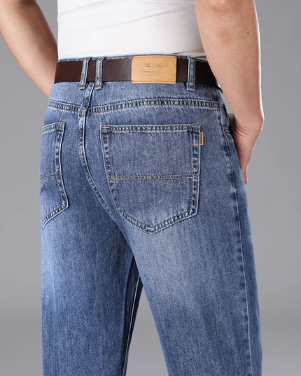 2026 Summer High Quality Brand Cloth Business Casual Men's Lightweight Straight Loose Jeans Classic Retro thin cotton trousers -   | Stylish & Elegant Fashion by Voldri