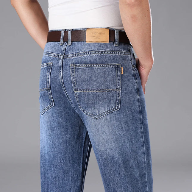 2026 Summer High Quality Brand Cloth Business Casual Men's Lightweight Straight Loose Jeans Classic Retro thin cotton trousers -   | Stylish & Elegant Fashion by Voldri