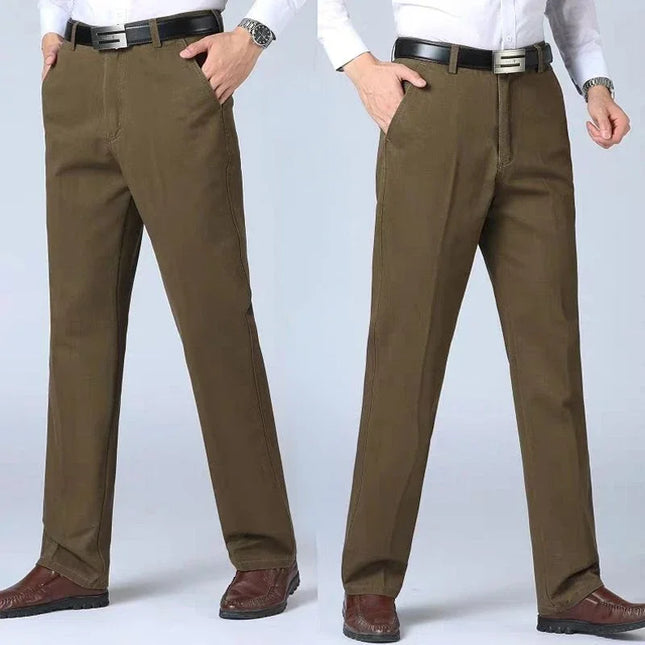 Voldri 100% Cotton Men's Casual Trousers - High Waist, Straight Fit -   | Stylish & Elegant Fashion by Voldri