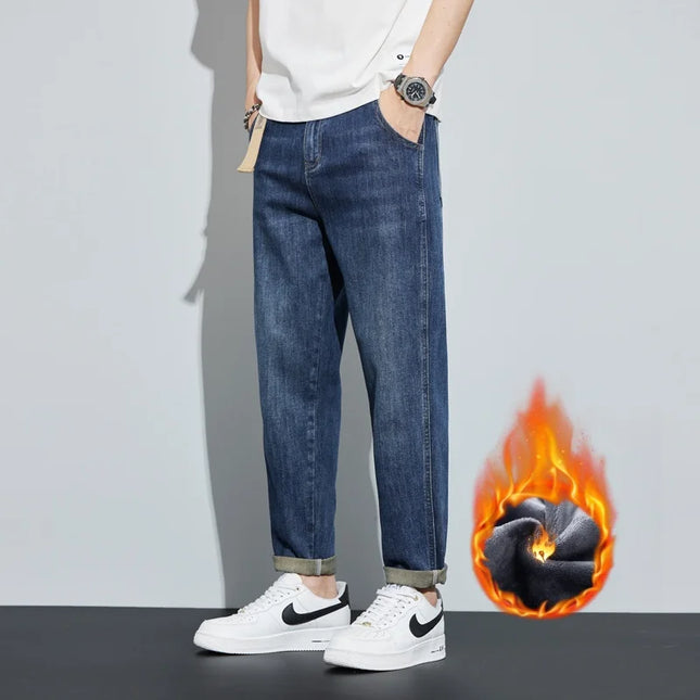 Voldri Men's Winter Fleece Jeans - Loose Fit & Straight Leg Design -   | Stylish & Elegant Fashion by Voldri