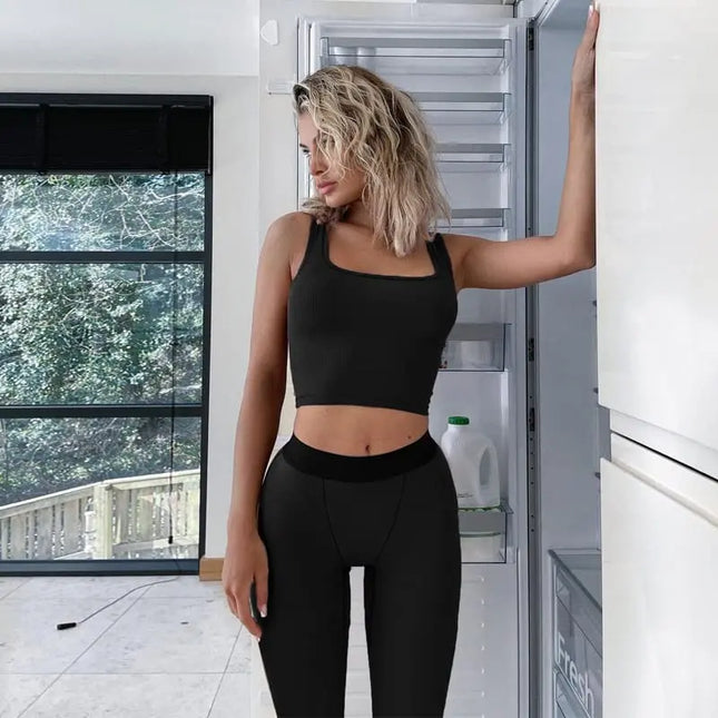 Ribbed Crop Tank+ Leggings Tracksuit