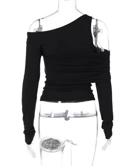 Chic Ruched Asymmetrical Tops - VOLDRI