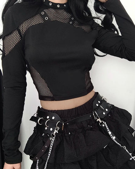 Black See Through Mesh T Shirts