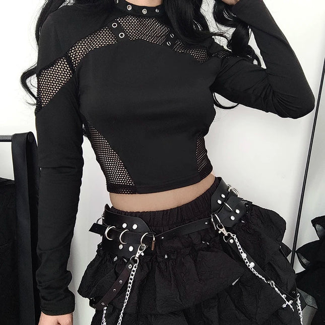 Black See Through Mesh T Shirts