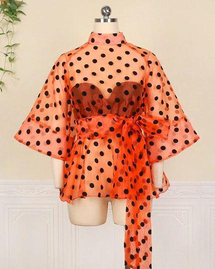 Polka Dot Peplum Tops - VOLDRI