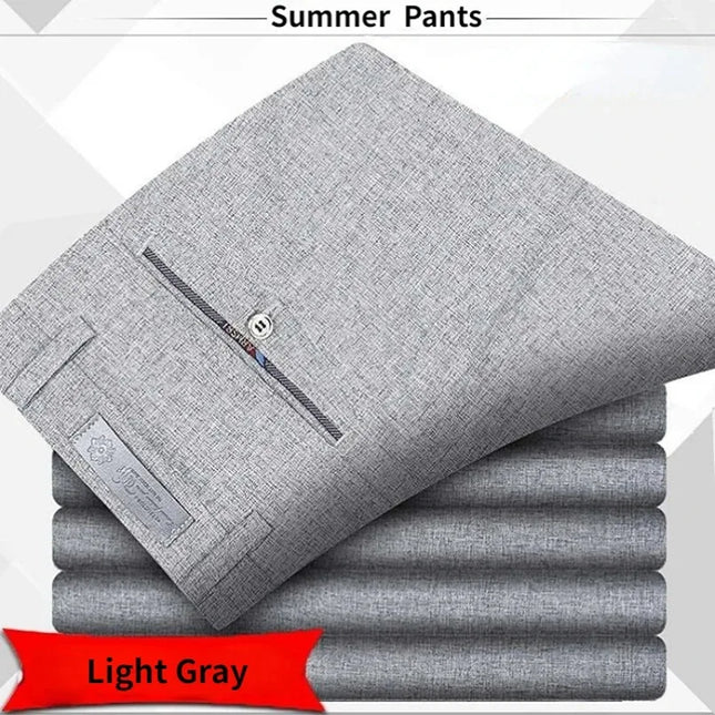 Men's Autumn Thick Summer Thin Casual Pants Straight Formal Long Trouser Adult Solid Color Flat Design Suit Pant Business KOACUS -   | Stylish & Elegant Fashion by Voldri