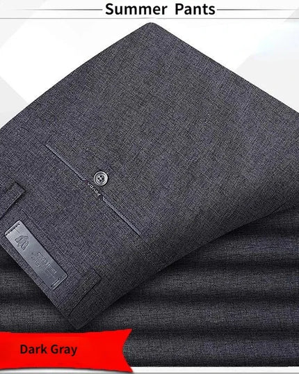 Men's Autumn Thick Summer Thin Casual Pants Straight Formal Long Trouser Adult Solid Color Flat Design Suit Pant Business KOACUS -   | Stylish & Elegant Fashion by Voldri