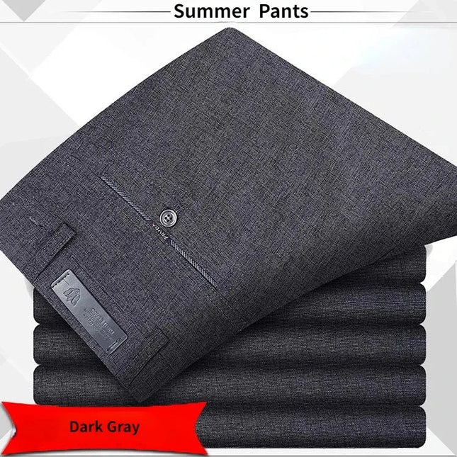 Men's Autumn Thick Summer Thin Casual Pants Straight Formal Long Trouser Adult Solid Color Flat Design Suit Pant Business KOACUS -   | Stylish & Elegant Fashion by Voldri