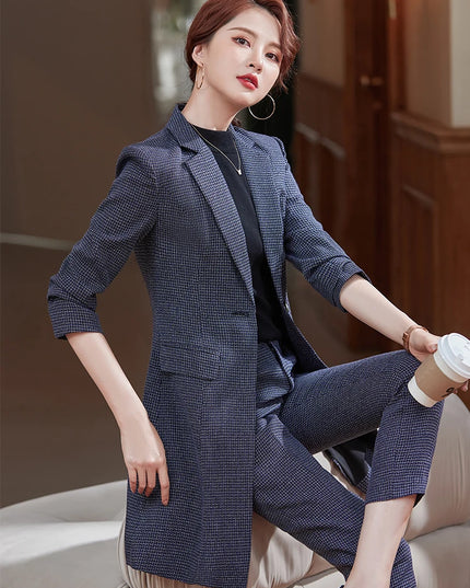 2 Piece Set Plaid Blazer And Trousers - VOLDRI