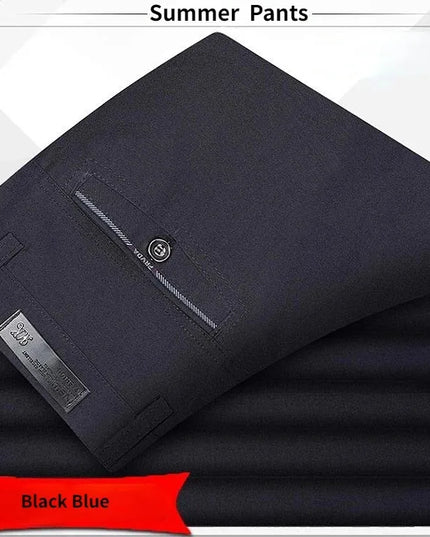 Men's Autumn Thick Summer Thin Casual Pants Straight Formal Long Trouser Adult Solid Color Flat Design Suit Pant Business KOACUS -   | Stylish & Elegant Fashion by Voldri