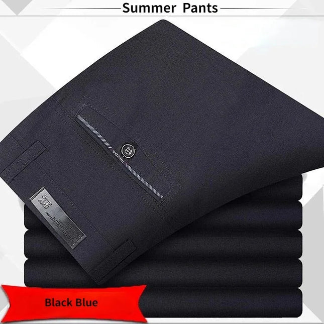 Men's Autumn Thick Summer Thin Casual Pants Straight Formal Long Trouser Adult Solid Color Flat Design Suit Pant Business KOACUS -   | Stylish & Elegant Fashion by Voldri