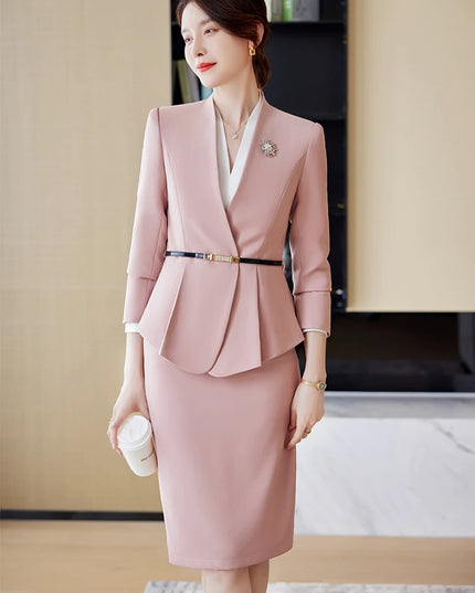 Skirt Suit Two Piece Blazer Set - VOLDRI