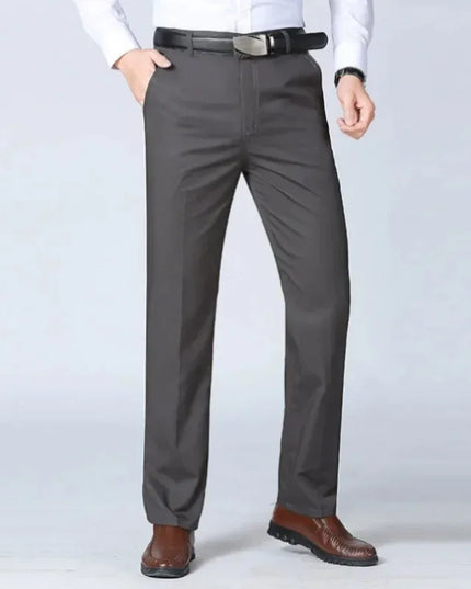Summer Thin Autumn Thick Men's 100% Cotton Straight Suit Pants Loose Trousers Business Solid Khaki Casual Brand Clothes KOACUS -   | Stylish & Elegant Fashion by Voldri