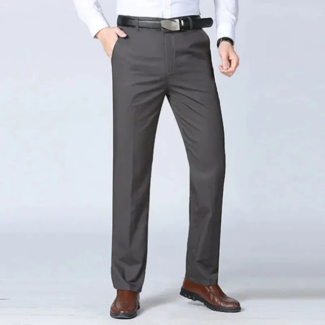 Summer Thin Autumn Thick Men's 100% Cotton Straight Suit Pants Loose Trousers Business Solid Khaki Casual Brand Clothes KOACUS -   | Stylish & Elegant Fashion by Voldri