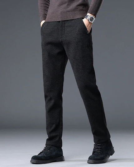 Autumn and Winter New Chenille Fabric Men's Thick Business Casual Pants Fashion Loose Straight Trousers Black Gray Camel -   | Stylish & Elegant Fashion by Voldri