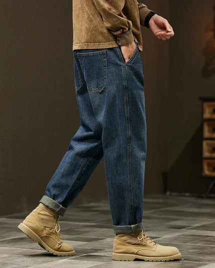 Men's 95% Cotton Jeans High Quality Loose Harem Pants Fashion Baggy Casual Outdoor Work Denim Pants Brand Men's Clothing -   | Stylish & Elegant Fashion by Voldri