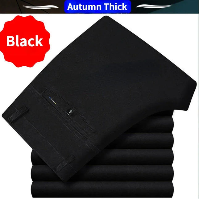 Men's Summer Thin Business Suit Pants Autumn Thick 100% Cotton Classic Casual Fashion Stretch Trousers Male Brand Clothes KOACUS -   | Stylish & Elegant Fashion by Voldri