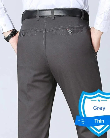 New Arrival Men's 100% Cotton Summer Autumn Casual Pants Fashion Solid Black Khaki Gentle Thicken Trousers Brand Smart Suit Pant -   | Stylish & Elegant Fashion by Voldri