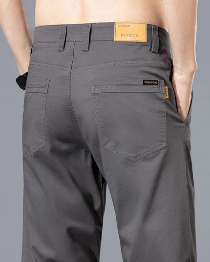 2026 Summer Clothing Smart Casual Men's Straight Cotton Stretch Pants Classic Letter Patches Lightweight mid-rise trousers -   | Stylish & Elegant Fashion by Voldri