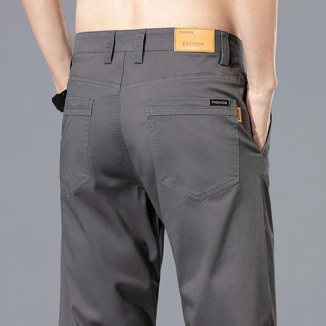 2026 Summer Clothing Smart Casual Men's Straight Cotton Stretch Pants Classic Letter Patches Lightweight mid-rise trousers -   | Stylish & Elegant Fashion by Voldri