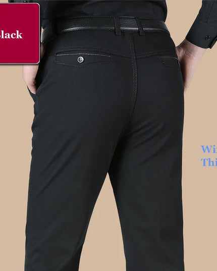 New Arrival Men's 100% Cotton Summer Autumn Casual Pants Fashion Solid Black Khaki Gentle Thicken Trousers Brand Smart Suit Pant -   | Stylish & Elegant Fashion by Voldri