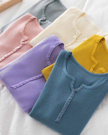 Basic Slim Sweaters Tops - VOLDRI