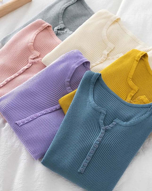 Basic Slim Sweaters Tops - VOLDRI