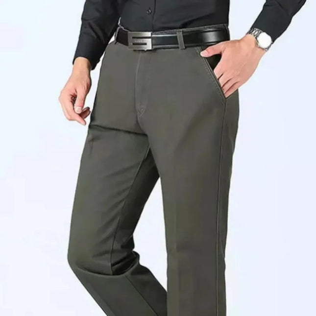 Men's 100% Cotton Autumn Thick Summer Thin Trousers Fashion Cargo Pants Smart Casual Solid Khaki Gray Brand Suit Pants KOACUS -   | Stylish & Elegant Fashion by Voldri