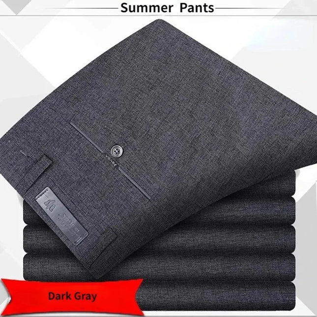Men's Autumn Thick Summer Thin Casual Pants Straight Formal Long Trouser Adult Solid Color Flat Design Suit Pant Business KOACUS -   | Stylish & Elegant Fashion by Voldri
