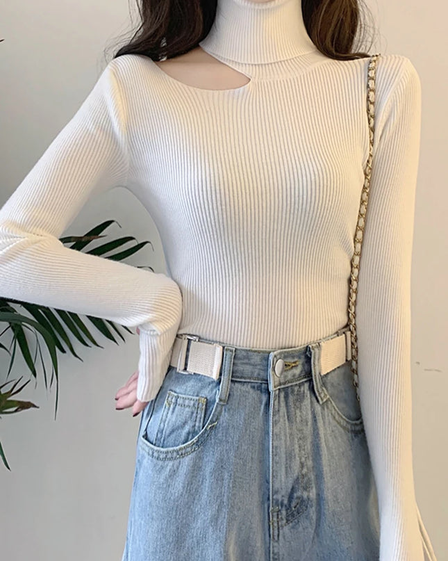 Off Shoulder Turtleneck Knitted - VOLDRI