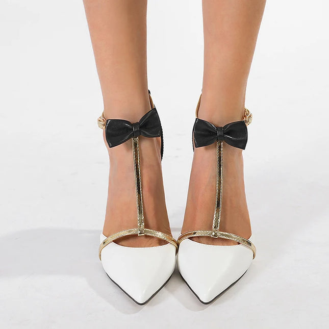 Bowknot Ankle Strap High Heels - VOLDRI