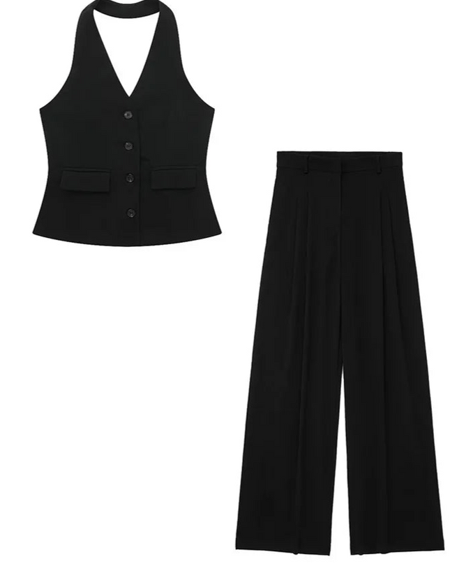 Halter Vest Tops + Pant Sets