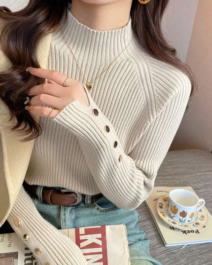 Slim Knit  Turtleneck Top - VOLDRI