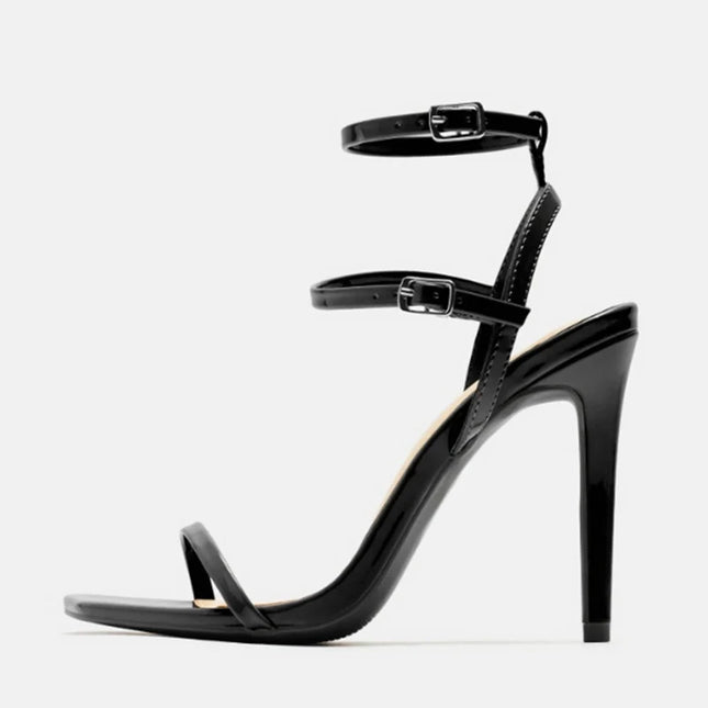 Double Buckle Strap High Heels - VOLDRI