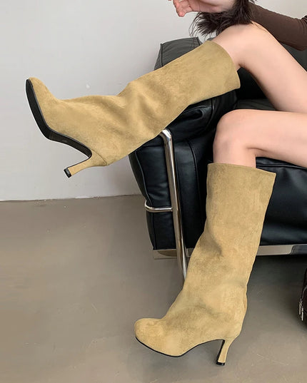 Square Toe Knee High Boots - VOLDRI