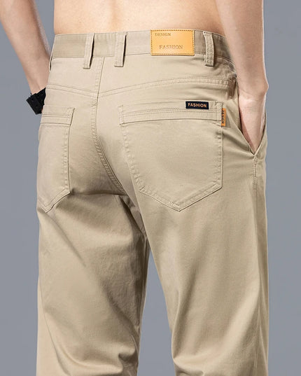 2026 Summer Clothing Smart Casual Men's Straight Cotton Stretch Pants Classic Letter Patches Lightweight mid-rise trousers -   | Stylish & Elegant Fashion by Voldri